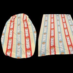 Vintage 1978 Garfield Twin Fitted Flat Sheet‎ Set Burlington Caress USA Bedding